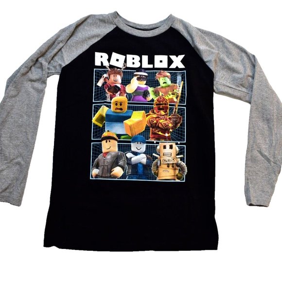 Roblox Youth Boys Multi-Character Black Shirt With Gray Long Sleeves New - Picture 2 of 5